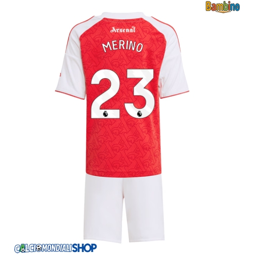 Maglie da calcio Arsenal Mikel Merino #23 Prima Maglia Bambino 2025-26 Manica Corta + Pantaloni corti)